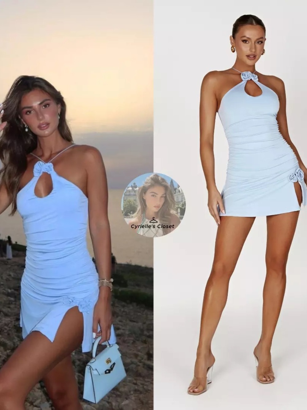 Meshki Adeline Rose Halter Ruched Dress